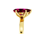 Yellow gold Pear Cut Garnet Solitaire Ring with Thin Band and Prong Setting_17