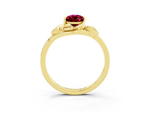 Yellow gold Pear Cut Garnet Solitaire Ring with Twist Band and Four-Prong Setting_27