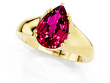 Yellow gold Pear Cut Garnet Solitaire Ring with Wide Band and Prong Setting_1