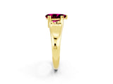 Yellow gold Pear Cut Garnet Solitaire Ring with Wide Band and Prong Setting_2