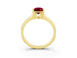 Yellow gold Pear Cut Garnet Solitaire Ring with Wide Band and Prong Setting_3
