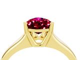 Yellow gold Pear Cut Garnet Solitaire Ring with Wide Band and Prong Setting_4