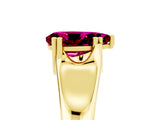 Yellow gold Pear Cut Garnet Solitaire Ring with Wide Band and Prong Setting_5
