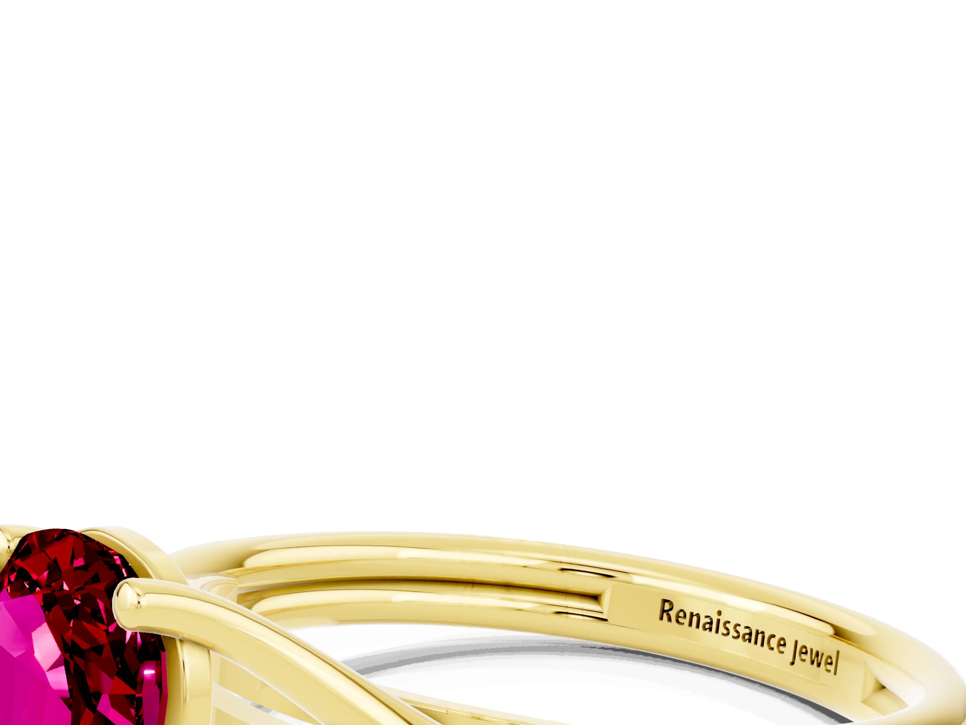 Yellow gold Pear Cut Garnet Solitaire Twist Band Prong Setting Ring_36