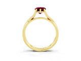 Yellow gold Pear Cut Garnet Solitaire Twist Band Prong Setting Ring_39