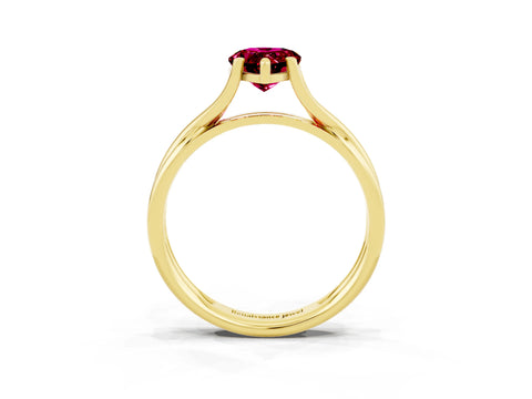 Yellow gold Pear Cut Garnet Solitaire Twist Band Prong Setting Ring_39