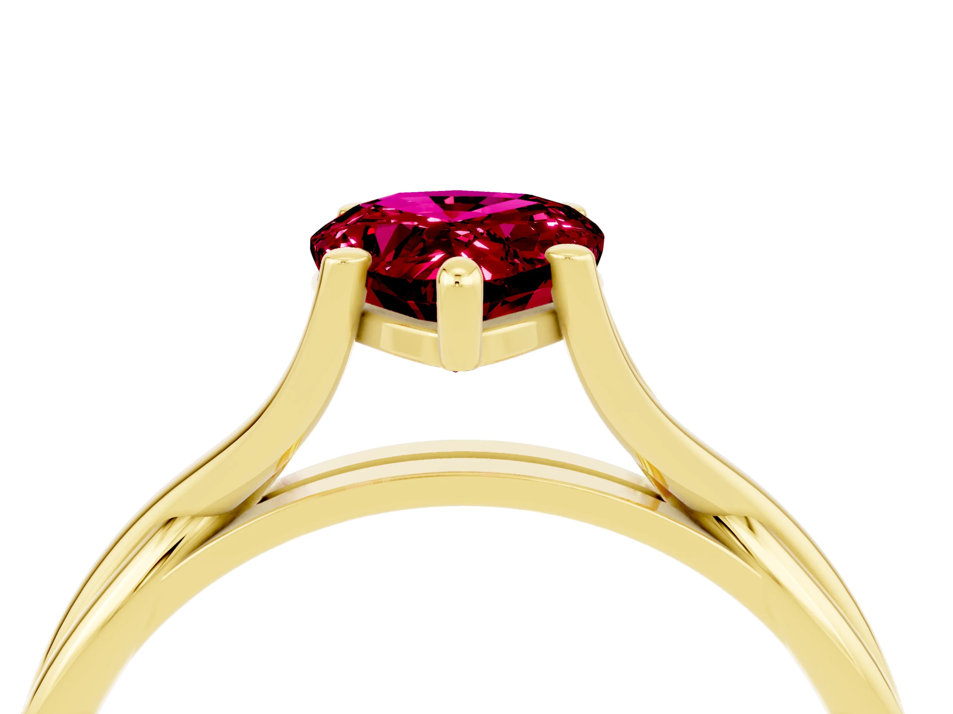 Yellow gold Pear Cut Garnet Solitaire Twist Band Prong Setting Ring_40