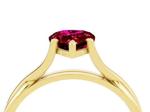 Yellow gold Pear Cut Garnet Solitaire Twist Band Prong Setting Ring_40