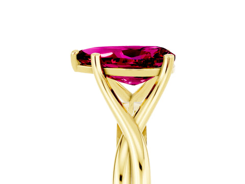 Yellow gold Pear Cut Garnet Solitaire Twist Band Prong Setting Ring_41