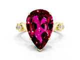 Yellow gold Pear Cut Garnet Solitaire Twisted Band with Round  Accents and Prong Setting_12
