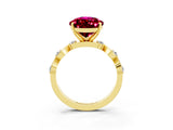 Yellow gold Pear Cut Garnet Solitaire Twisted Band with Round  Accents and Prong Setting_15