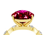 Yellow gold Pear Cut Garnet Solitaire Twisted Band with Round  Accents and Prong Setting_16