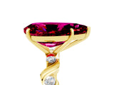 Yellow gold Pear Cut Garnet Solitaire Twisted Band with Round  Accents and Prong Setting_17