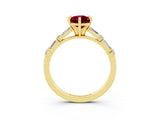 Yellow gold Pear Cut Garnet Solitaire with Side Baguettes and Channel Set Band_3