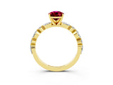 Yellow gold Pear Cut Garnet Solitaire with Side Stones on a Pavé Band and Four-Prong Setting_3
