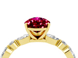 Yellow gold Pear Cut Garnet Solitaire with Side Stones on a Pavé Band and Four-Prong Setting_4