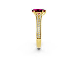 Yellow gold Pear Cut Garnet Split Shank Engagement Ring with Pavé Band_2