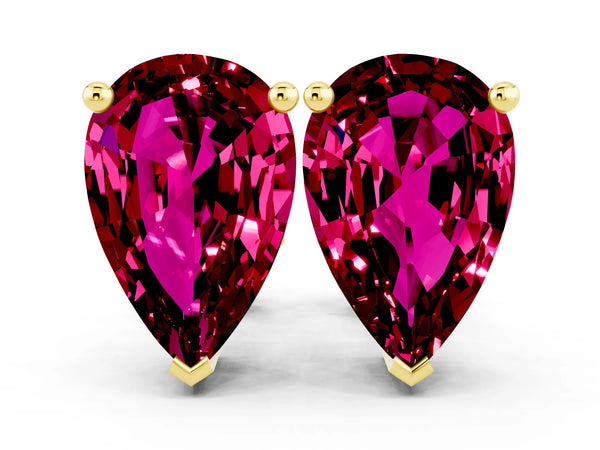 Yellow gold Pear Cut Garnet Stud Earrings