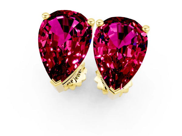 Yellow gold Pear Cut Garnet Stud Earrings