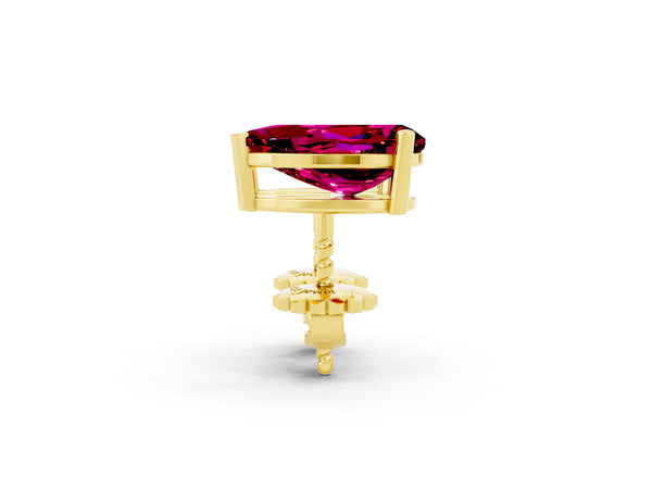 Yellow gold Pear Cut Garnet Stud Earrings