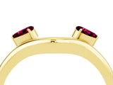Yellow gold Pear Cut Garnet Two-Stone Open Band Ring with Prong Setting_10