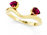 Yellow gold Pear Cut Garnet Two-Stone Open Band Ring with Prong Setting_7