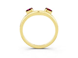 Yellow gold Pear Cut Garnet Two-Stone Open Band Ring with Prong Setting_9