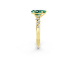 Yellow gold Pear Cut Green Sapphire Cluster Side Stone Solitaire Ring with Prong Setting_26
