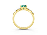 Yellow gold Pear Cut Green Sapphire Cluster Side Stone Solitaire Ring with Prong Setting_27