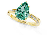 Yellow gold Pear Cut Green Sapphire Engagement Ring with Side Stone Accents and Four-Prong Setting_61