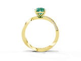 Yellow gold Pear Cut Green Sapphire Engagement Ring with Side Stone Accents and Four-Prong Setting_63