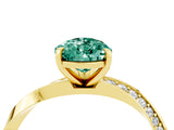 Yellow gold Pear Cut Green Sapphire Engagement Ring with Side Stone Accents and Four-Prong Setting_64