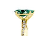 Yellow gold Pear Cut Green Sapphire Engagement Ring with Side Stone Accents and Four-Prong Setting_65