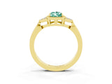 Yellow gold Pear Cut Green Sapphire Halo Ring with Tapered Band and Four-Prong Setting_3