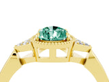 Yellow gold Pear Cut Green Sapphire Halo Ring with Tapered Band and Four-Prong Setting_4