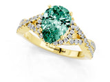Yellow gold Pear Cut Green Sapphire  Halo Twist Band Solitaire Prong Setting Ring_25