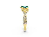 Yellow gold Pear Cut Green Sapphire  Halo Twist Band Solitaire Prong Setting Ring_26
