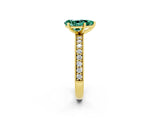 Yellow gold Pear Cut Green Sapphire Milgrain Pavé Engagement Ring with Four-Prong Setting_2