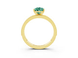 Yellow gold Pear Cut Green Sapphire Milgrain Pavé Engagement Ring with Four-Prong Setting_3
