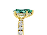 Yellow gold Pear Cut Green Sapphire Pave Band Solitaire Ring with Four-Prong Setting_29