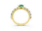 Yellow gold Pear Cut Green Sapphire Prong Setting with Side Stones on a Pave Band_3