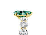 Yellow gold Pear Cut Green Sapphire Prong Setting with Side Stones on a Pave Band_5