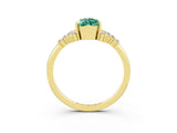 Yellow gold Pear Cut Green Sapphire Ring with Side Stones and Four-Prong Setting_39