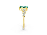 Yellow gold Pear Cut Green Sapphire Scattered Round Accent Ring with Prong Setting_14