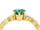 Yellow gold Pear Cut Green Sapphire Scattered Round Accent Ring with Prong Setting_16
