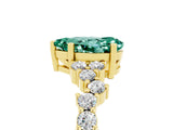 Yellow gold Pear Cut Green Sapphire Scattered Round Accent Ring with Prong Setting_17