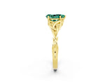Yellow gold Pear Cut Green Sapphire Solitaire Celtic Knot Ring with Four-Prong Setting_14