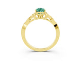 Yellow gold Pear Cut Green Sapphire Solitaire Celtic Knot Ring with Four-Prong Setting_15