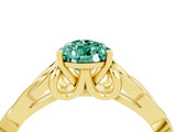 Yellow gold Pear Cut Green Sapphire Solitaire Celtic Knot Ring with Four-Prong Setting_16