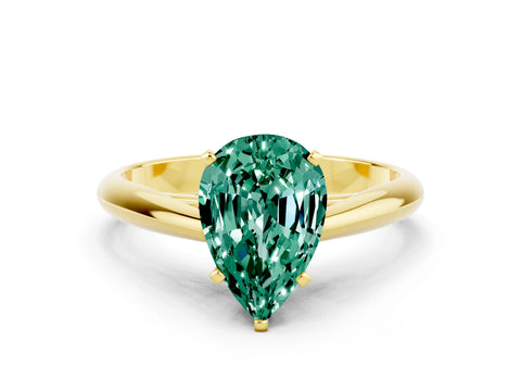 Yellow gold Pear Cut Green Sapphire Solitaire Engagement Ring with Cathedral Setting and Four-Prong Mount_12
